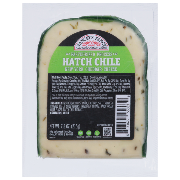 Packaged Cheese Yancey's Fancy Cheese, Cheddar, Hatch Chile, New York hero