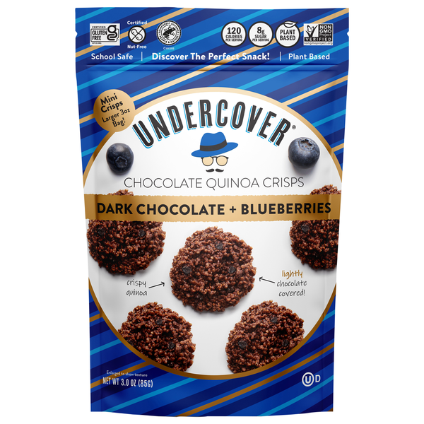 Undercover Chocolate Quinoa Crisps, Dark Chocolate + Blueberries hero