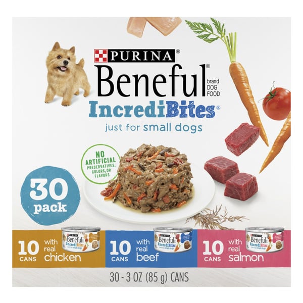 Dog Food & Care Purina Beneful Small Breed Wet Dog Food , IncrediBites With Real Beef, Chicken and Salmon hero