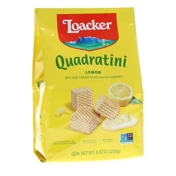 Cookies & Cakes Loacker Quadratini Lemon, NON-GMO Bite-size Wafer Cookie hero