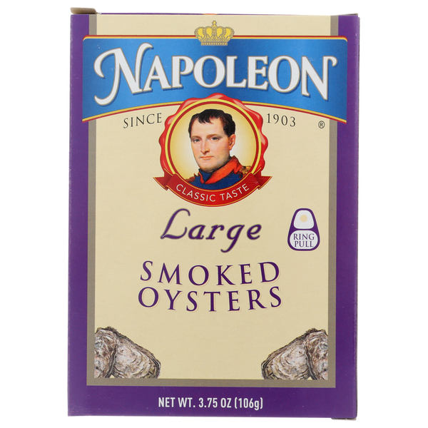 Canned Meat & Seafood Napoleon Co. Large Smoked Oysters hero