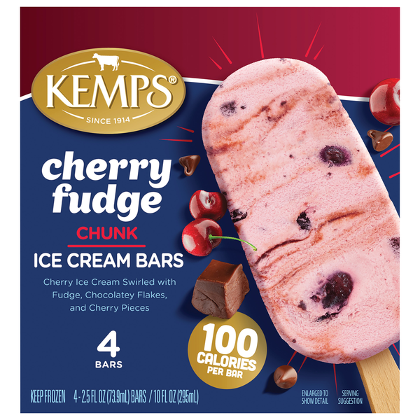 Ice Cream & Ice Kemps Ice Cream Bars, Cherry Fudge Chunk hero