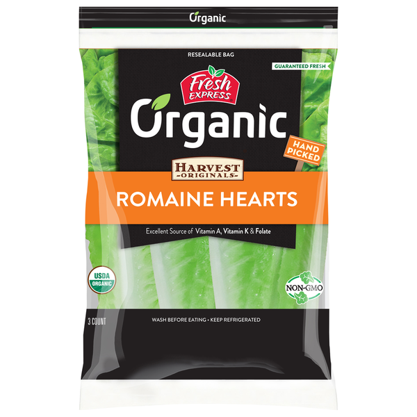 Organic Produce Fresh Express Romaine Hearts, Organic hero