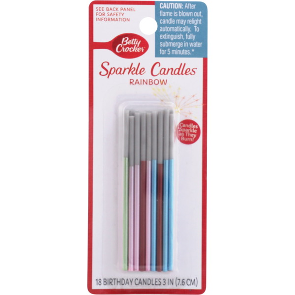 Baking Supplies & Decor Betty Crocker Sparkle Candles, Rainbow, 3 Inch hero