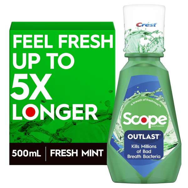 Oral Hygiene Crest Scope Outlast Mouthwash Fresh Mint, (Green) hero