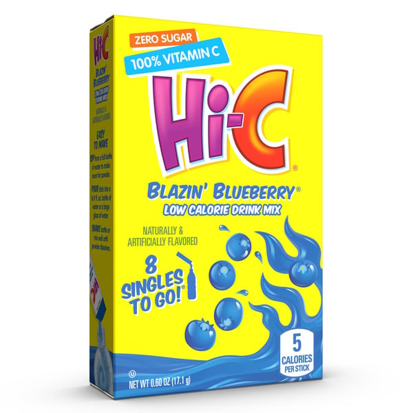 Juice & Nectars Hi-C Singles To Go, Blazin' Blueberry hero