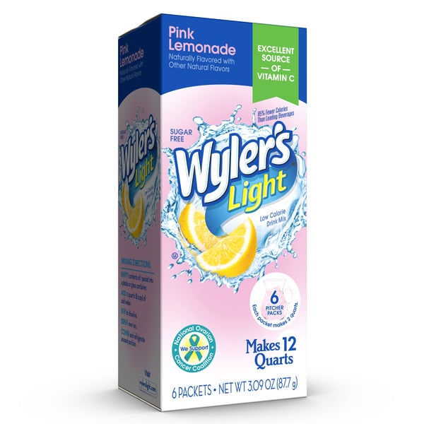 Cocoa & Drink Mixes Wyler's Light Pitcher Pack Low Calorie Pink Lemonade hero