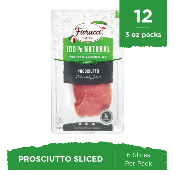 Lunch Meat Fiorucci Pre-Sliced 100% Natural Prosciutto,  Resealable Package hero