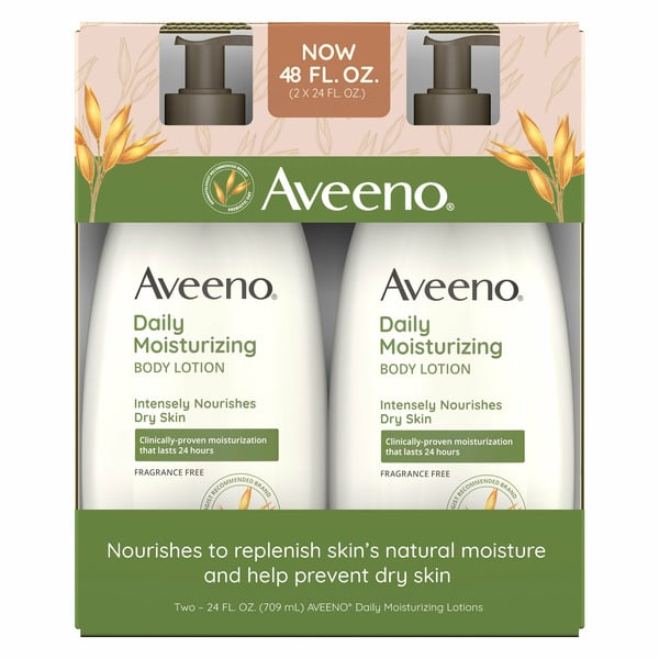 Body Lotions & Soap Aveeno Body Lotion, Fragrance Free, 24 fl oz, 2 ct hero