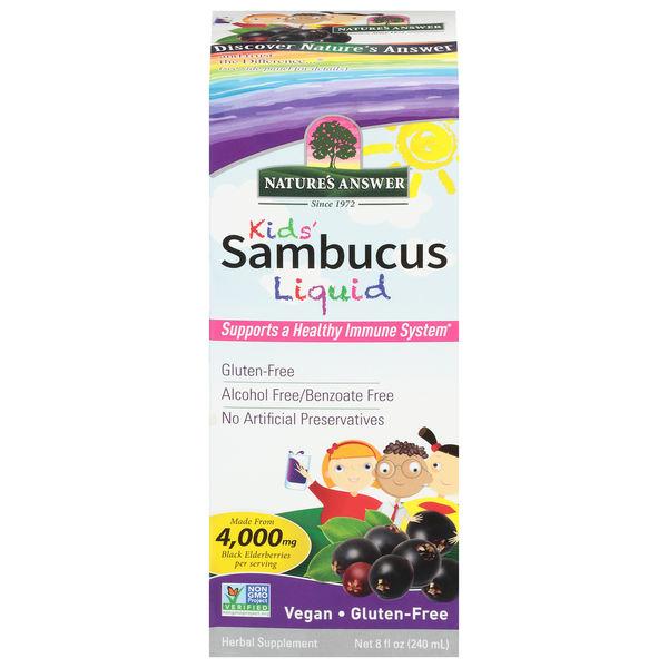 Cold, Flu & Allergy Nature's Answer Sambacus, 4000 mg, Liquid, Kids hero