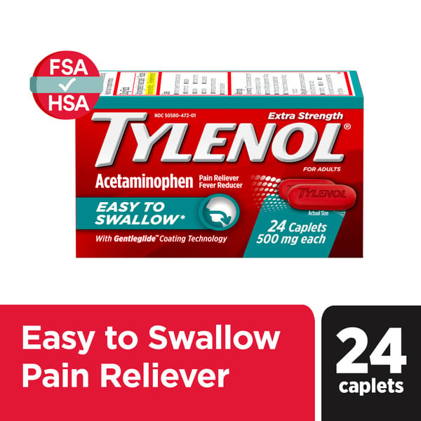 TYLENOL Extra Strength Acetaminophen, Easy To Swallow Caplets hero