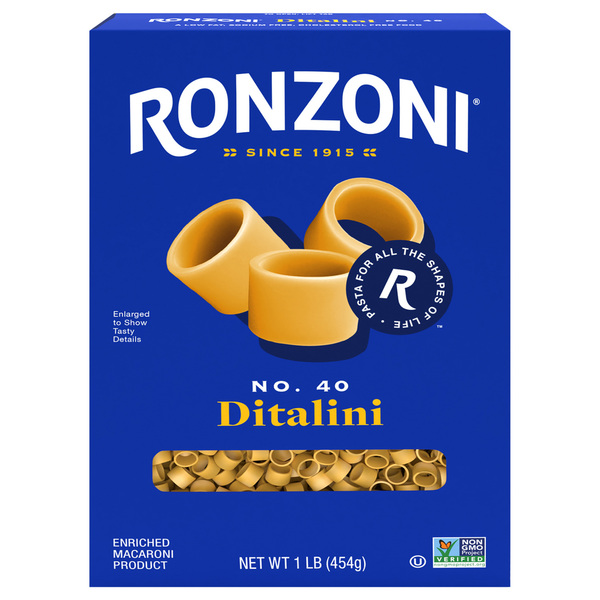 Dry Pasta Ronzoni Ditalini, 16 oz, Non-GMO Tubed Pasta for Soups and Salads hero