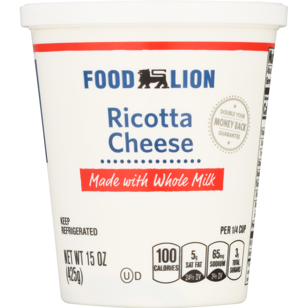 Other Creams, Cheeses & Dips Food Lion Whole Milk Ricotta Cheese hero