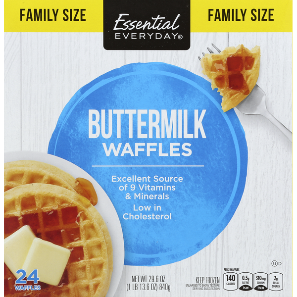 Frozen Breakfast Essential Everyday Waffles, Buttermilk, Family Size hero