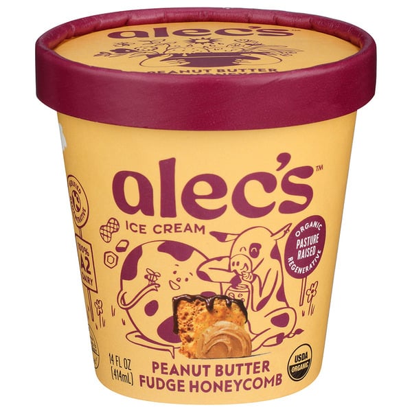 Alec's Ice Cream Peanut Butter Fudge Honeycomb, A2 Organic Dairy hero