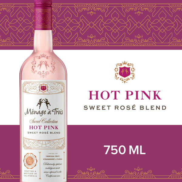 Blush Wine Ménage à Trois Hot Pink Rose Wine hero