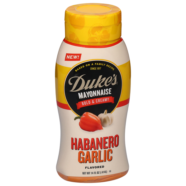 Condiments Duke's Mayonnaise, Habanero Garlic Flavored, Bold & Creamy hero