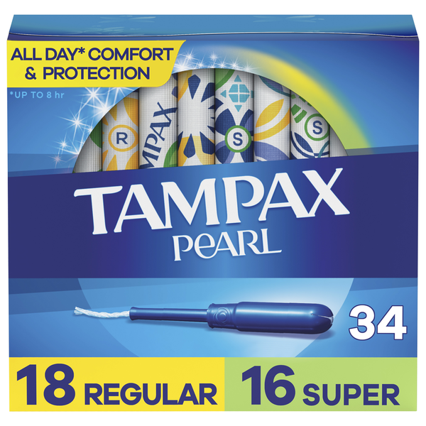 Feminine Care TAMPAX Pearl, Duopack Regular,Super Plastic Tampons, Unscented hero