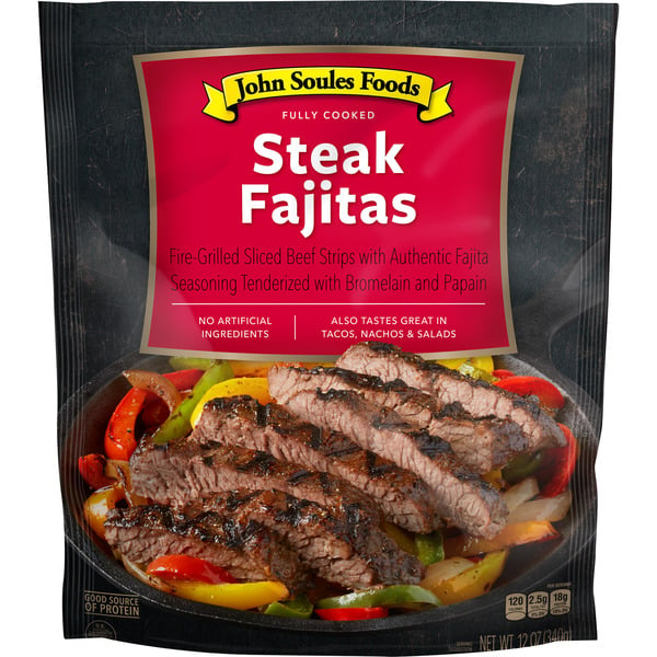 Packaged Meat John Soules Foods Steak Fajitas, Frozen hero