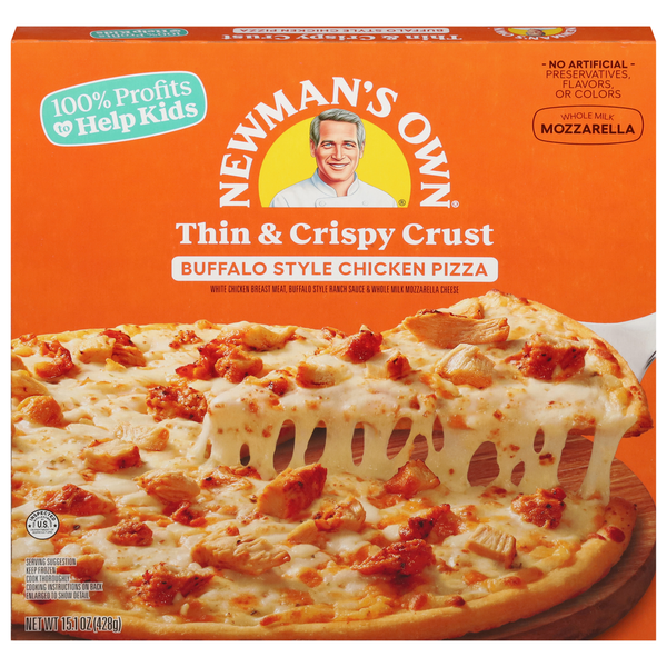 Frozen Pizza Newman's Own Pizza, Thin & Crispy Crust, Buffalo Style Chicken hero