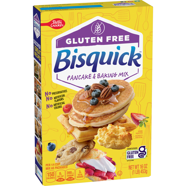 Pancake/Waffel Mixes and Syrup Bisquick Pancake & Baking Mix, Gluten Free hero