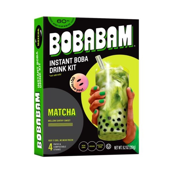 Ice Cream & Ice Bobabam Instant Boba Drink Kit with Straws, Matcha hero