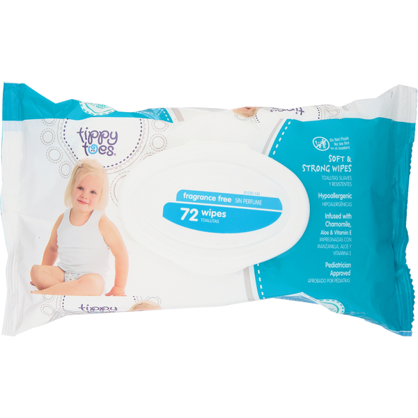 Diapers & Wipes Tippy Toes Wipes, Fragrance Free hero