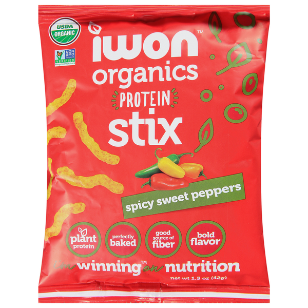 Protein & Meal Replacements IWON Organics Protein Stix, Spicy Sweet Peppers hero