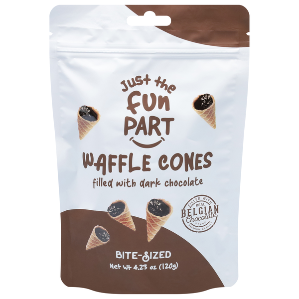 Just the Fun Part Bite-Sized Waffle Cones Filled With Dark Chocolate hero