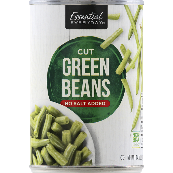 Canned & Jarred Vegetables Essential Everyday Green Beans, No Salt Added, Cut hero