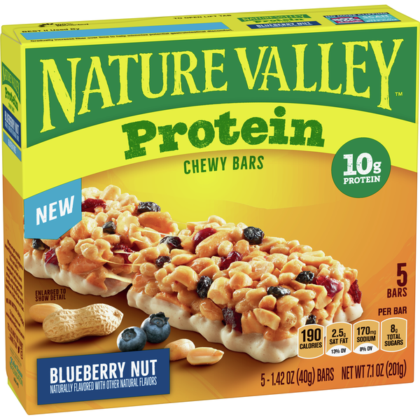 Breakfast Bars & Pastries Nature Valley Blueberry Nut Chewy Protein Granola Bars hero