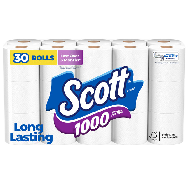 Paper Goods Scott 1000 Toilet Paper, Septic-Safe, Toilet Tissue hero