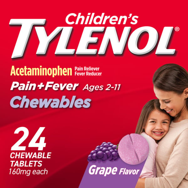 Pain & Fever Relief TYLENOL Chewables With 160 Mg Acetaminophen, Grape hero