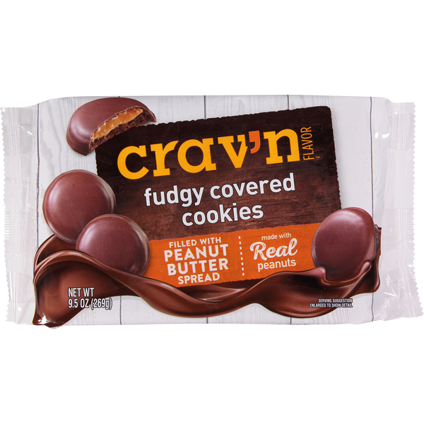 Bakery Desserts Crav'n Flavor Cookies, Peanut Butter, Fudgy Covered hero