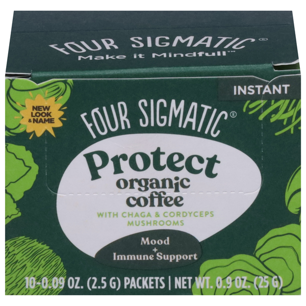 Cocoa & Drink Mixes Four Sigmatic Coffee, with Chaga & Cordyceps Mushrooms, Organic, Instant, Protect hero