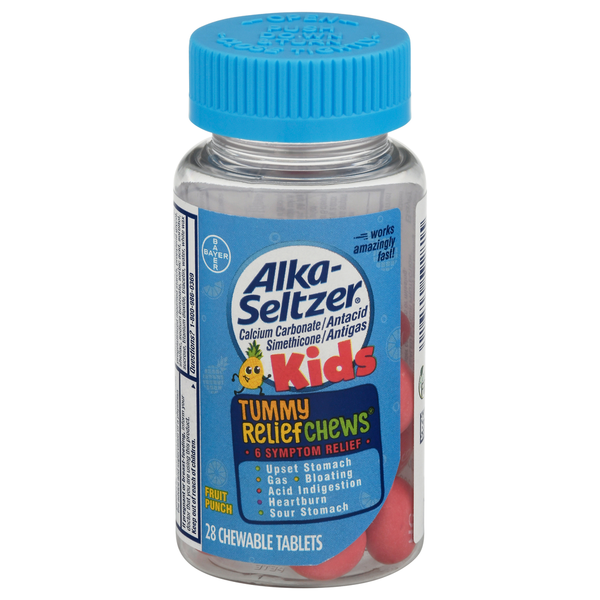 Muscles, Joints & Pain Relief Alka-Seltzer Tummy Relief Chews, Kids, Chewable Tablets, Fruit Punch hero