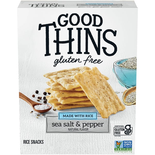 Crackers GOOD THINS Sea Salt & Pepper Rice Snacks Gluten Free Crackers hero