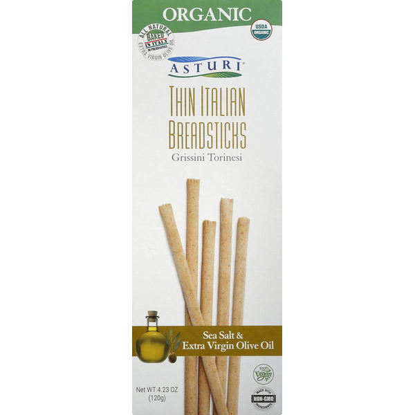 Crackers Asturi Breadsticks, Sea Salt & Extra Virgin Olive Oil, Thin Italian hero