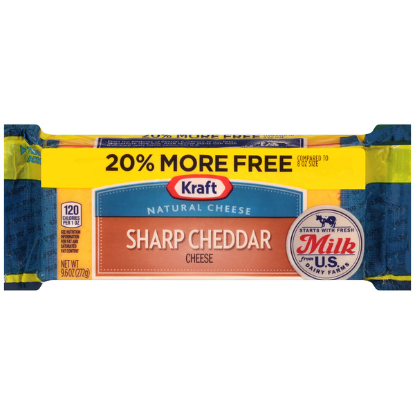 Packaged Cheese Kraft Sharp Cheddar Cheese Block hero