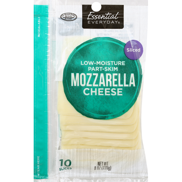 Packaged Cheese Essential Everyday Cheese, Part-Skim, Mozzarella, Low-Moisture, Sliced hero