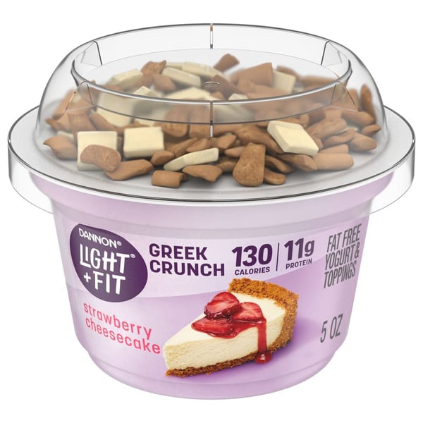 Yogurt Dannon Light + Fit Dannon Strawberry Cheesecake Crunch Greek Fat Free Yogurt Cup hero