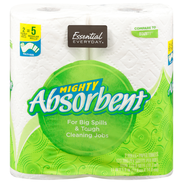 More Household Essential Everyday Paper Towel, Mighty Absorbent, 2-Ply, Multi Size hero