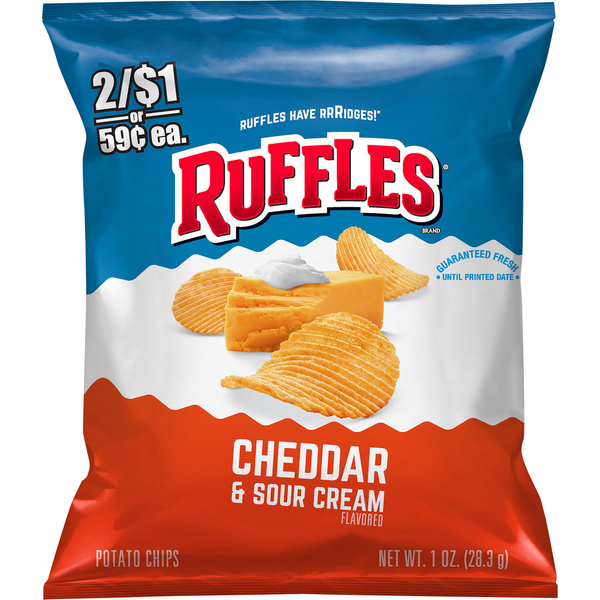 Chips & Pretzels Ruffles Cheddar & Sour Cream Flavored Potato Chips hero