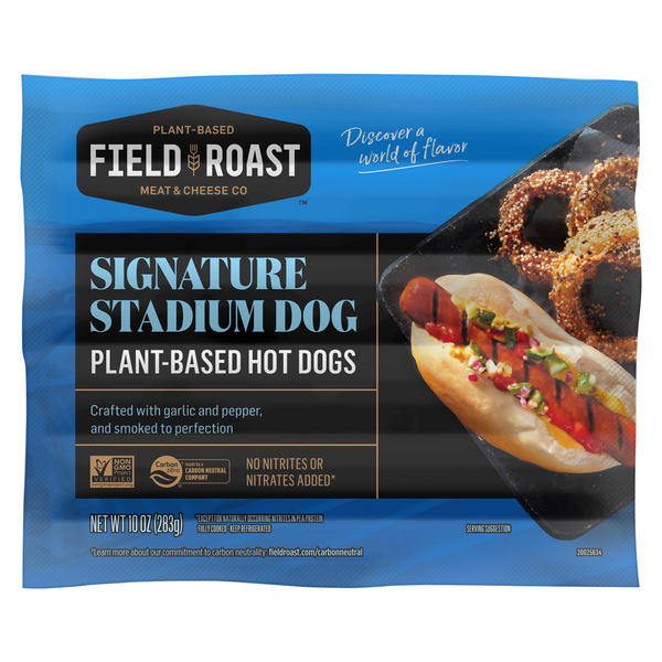 Hot Dogs, Bacon & Sausage Field Roast Hot Dogs, Plant Based, Signature Stadium Dog hero