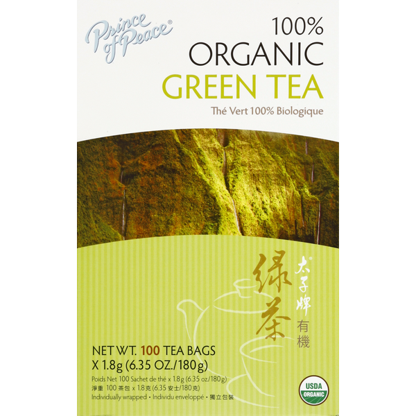 Tea Prince of Peace Green Tea, 100% Organic, Bags hero