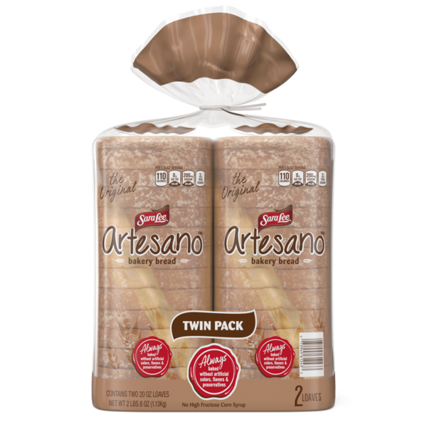 Bread Sara Lee Artesano, 2 packs, Original Bakery Bread hero