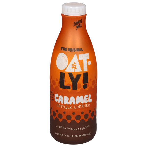 Refrigerated Oatly Oatmilk Creamer, Caramel, The Original hero