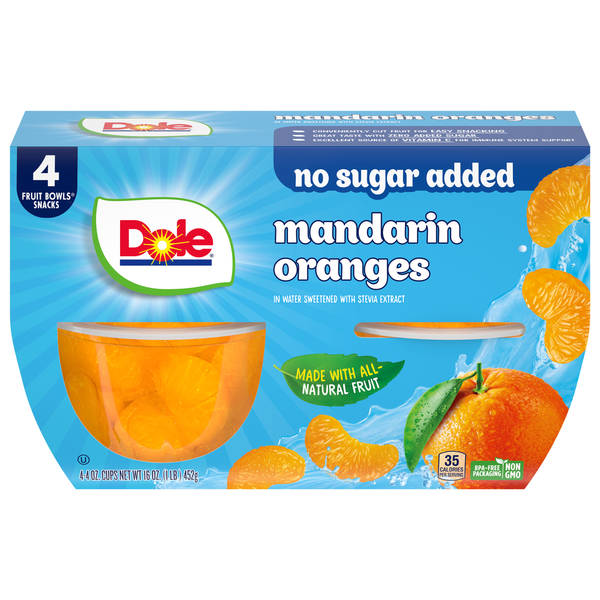 Canned Fruit & Applesauce Dole Fruit Bowl Snack, Mandarin Oranges hero