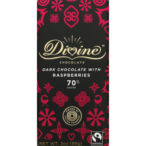 Candy & Chocolate Divine Chocolate Dark Chocolate, with Raspberries hero