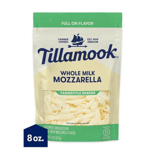 Tillamook Farmstyle Whole Milk Mozzarella Shredded Cheese hero